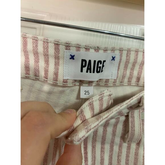 PAIGE Nellie Jeans In Blossom Pink Stripe Size‎ 25 $219 - Picture 4 of 6